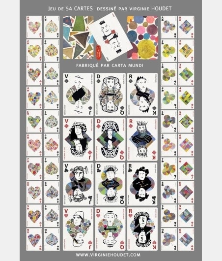 Jeux de 54 cartes dessinés par Virginie Houdet CAR1089 Cartes à jouer