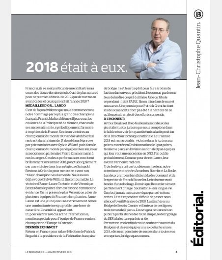 Le Bridgeur - Janvier 2019 BRI_journal919 Anciens numéros