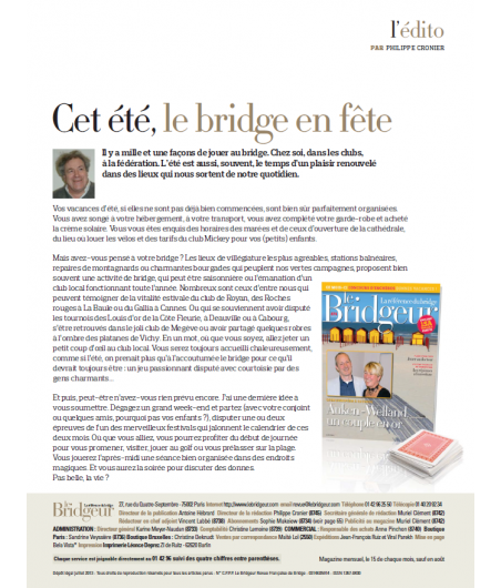 Le Bridgeur - Juillet 2013 bri_journal874 Anciens numéros