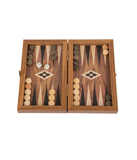Backgammon Manopoulos couleur noyer - 24x12cm BAC3802 Backgammon