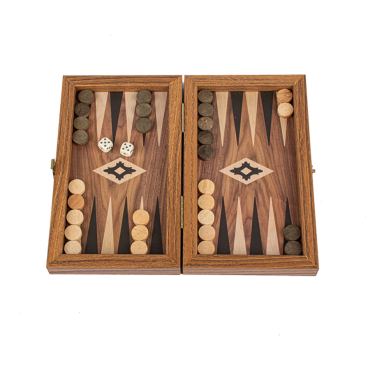 Backgammon Manopoulos couleur noyer - 24x12cm BAC3802 Backgammon
